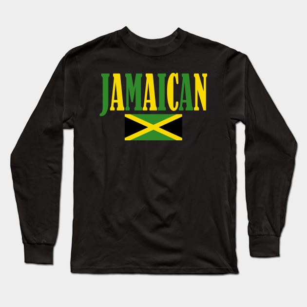 Jamaica, Jamaica Flag Long Sleeve T-Shirt by alzo